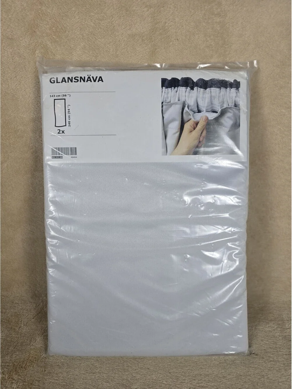 IKEA Glansnava Curtain Liners 1 Pair Light Gray 56x94 902.912.88